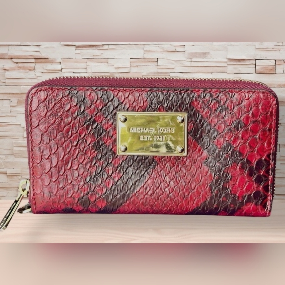 Michael Kors Cinnabar Python-Embossed Leather Pho… - image 1